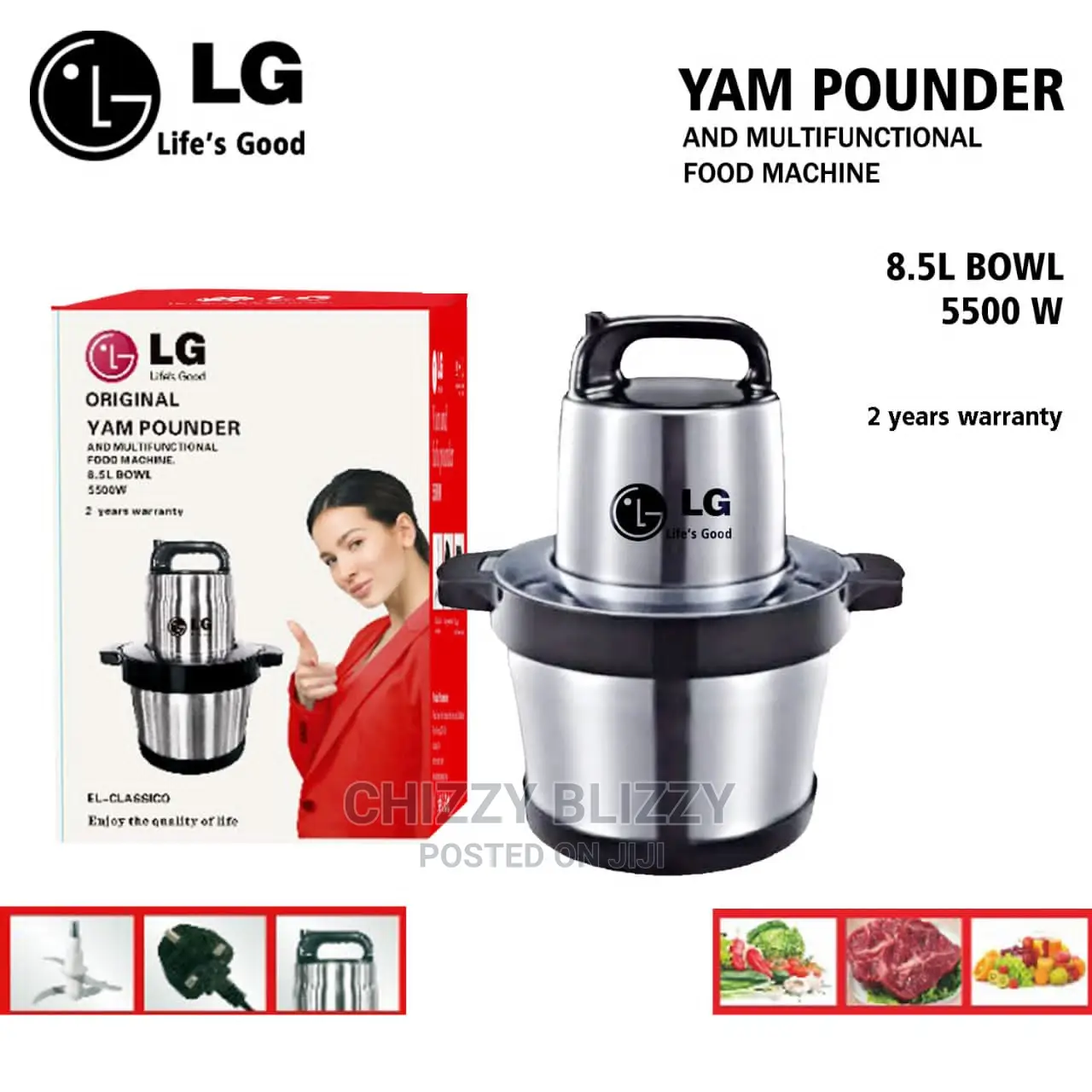 L.G Yam Pounder and Multifunctional Food Machine 8.5L