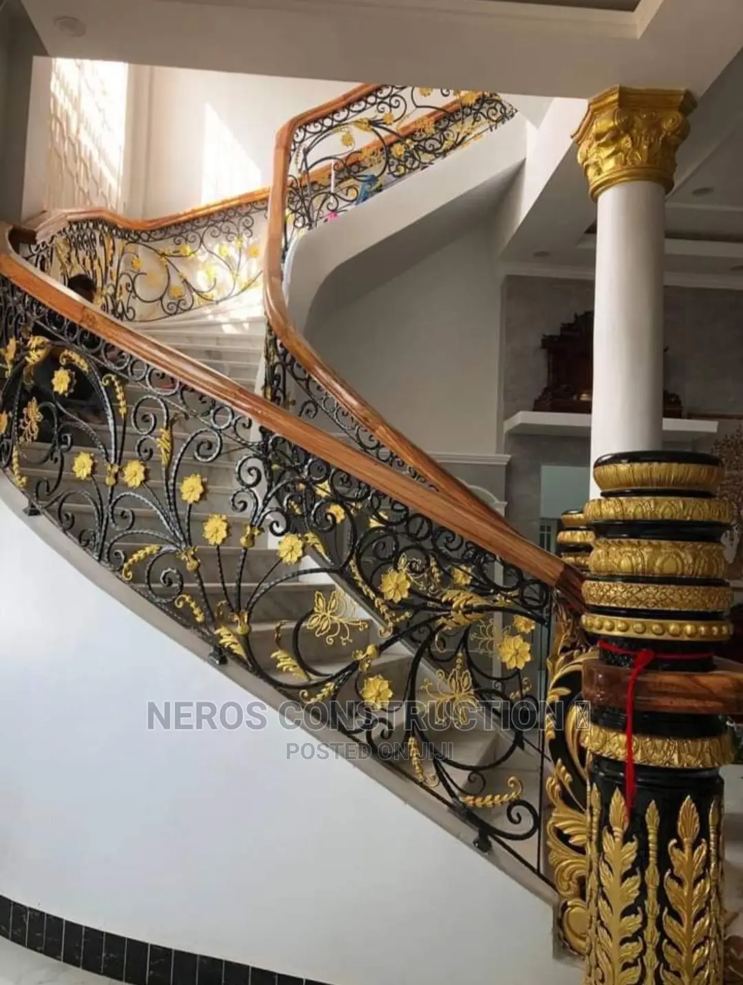 Italian Wrought Iron Rail With Wooden Top