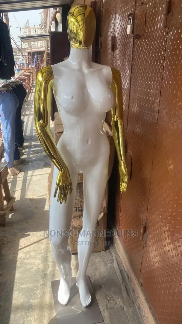 Size 12 Gold Chrome and Glossy White Body Mannequin