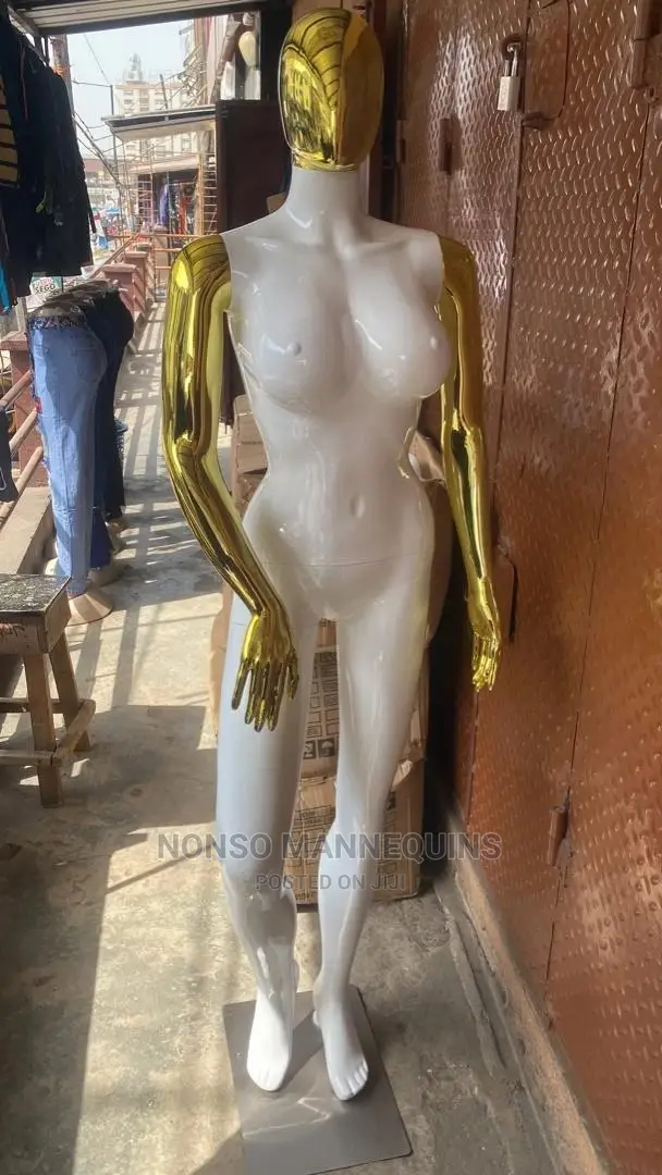 Size 12 Gold Chrome and Glossy White Body Mannequin