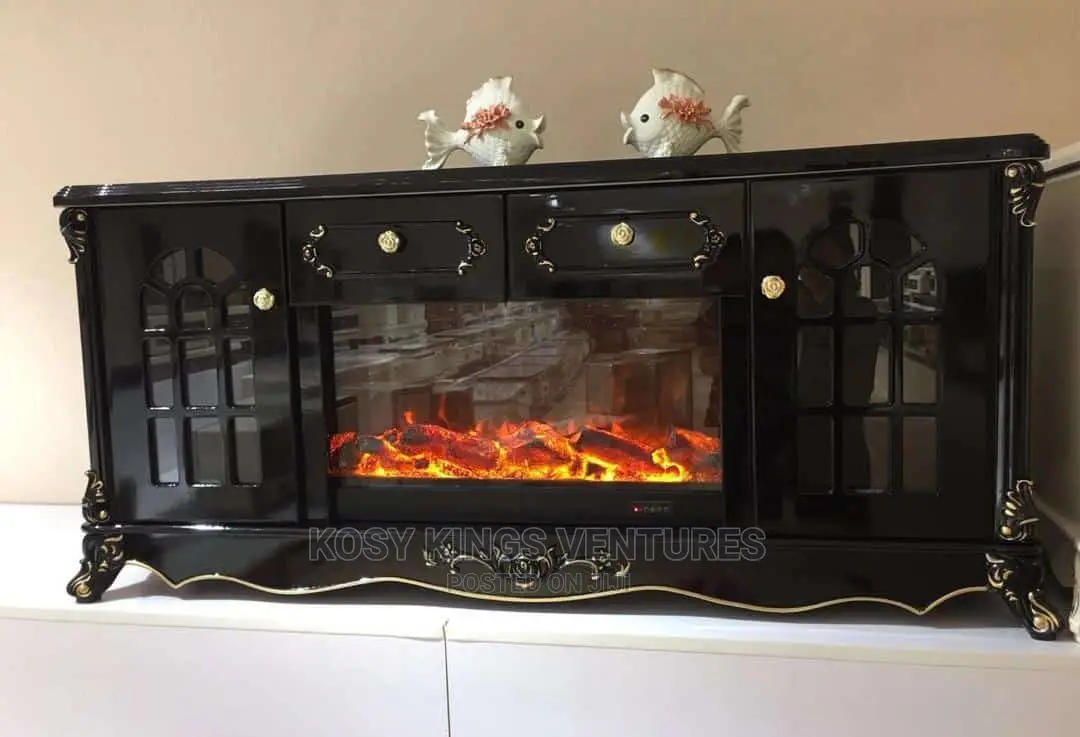 Royal Black Fireplace Tv Stand