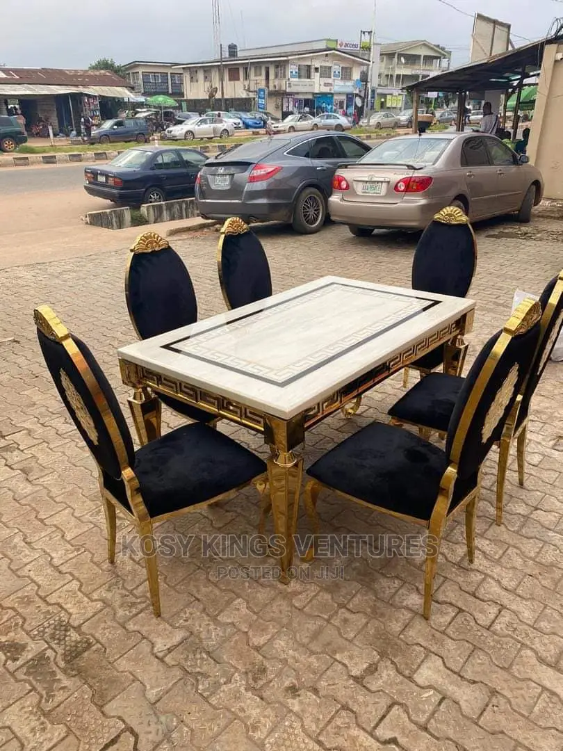 Luxurious Versace Marble Dinning With Six Royal Chairs