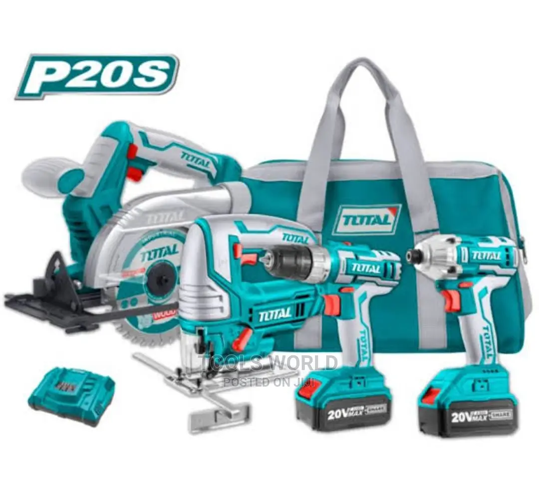 Cordless 4pcs Combo Kit 20v- 4ah, Total TCKLI2010