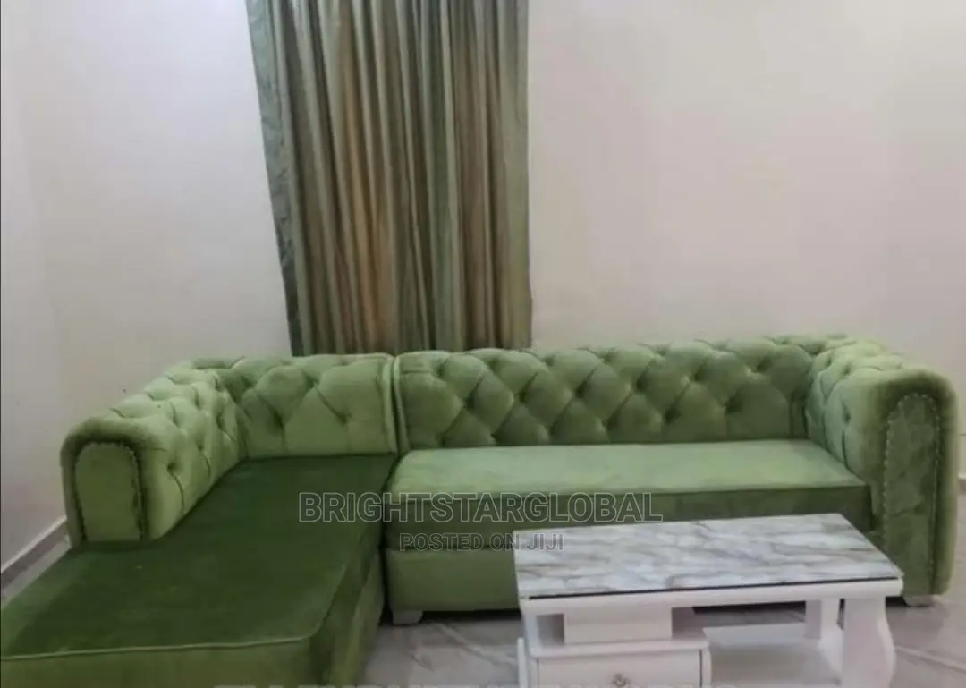 Green Color L Shape Sofa Chair