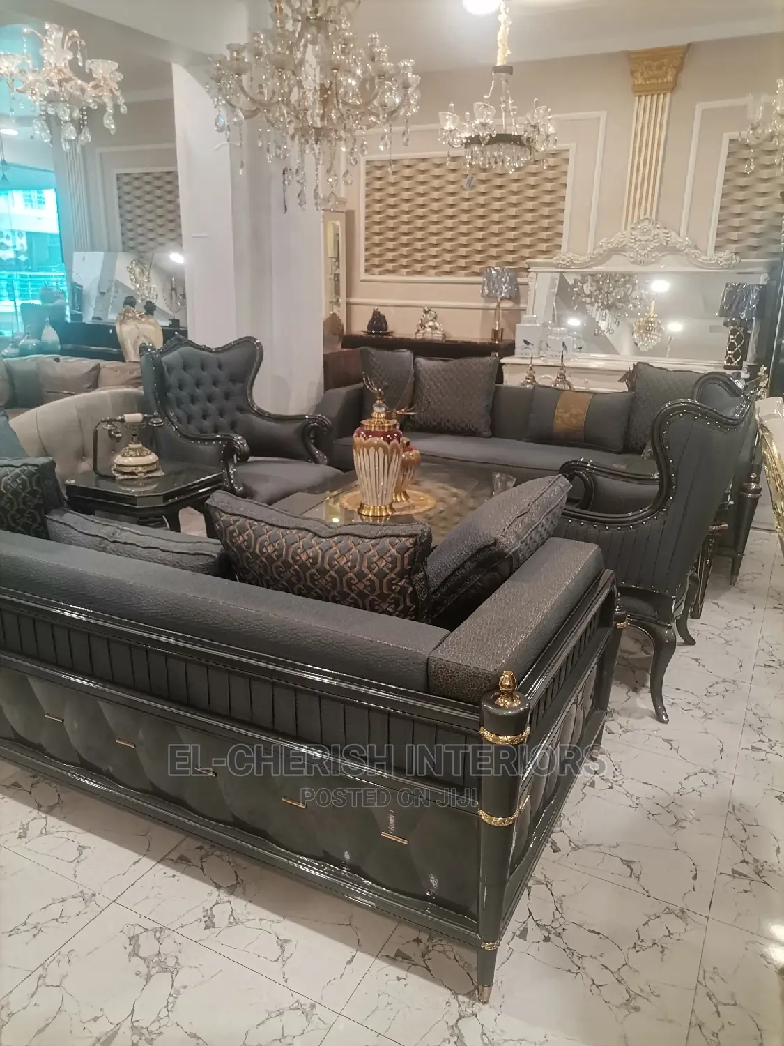 Elegant 8 Seater Living Room Fabric Sofa Chair.