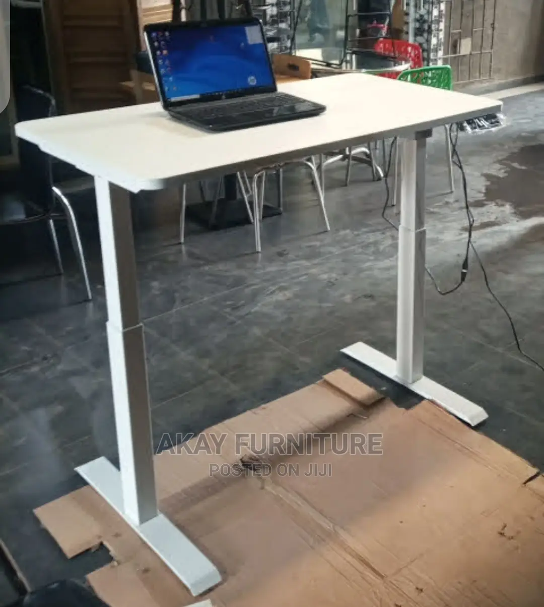 White Sit Stand Adjustable Height Table