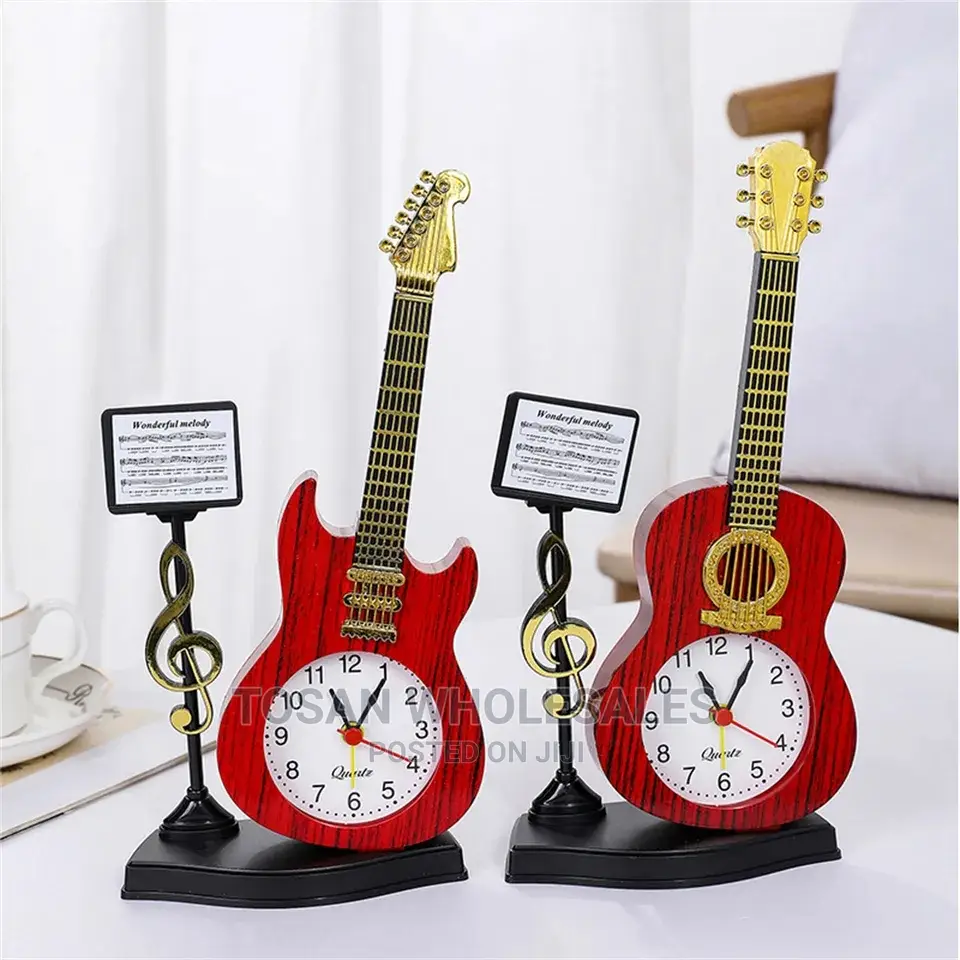 Vintage Unique Violin Ancient Desk Clock Alarm
