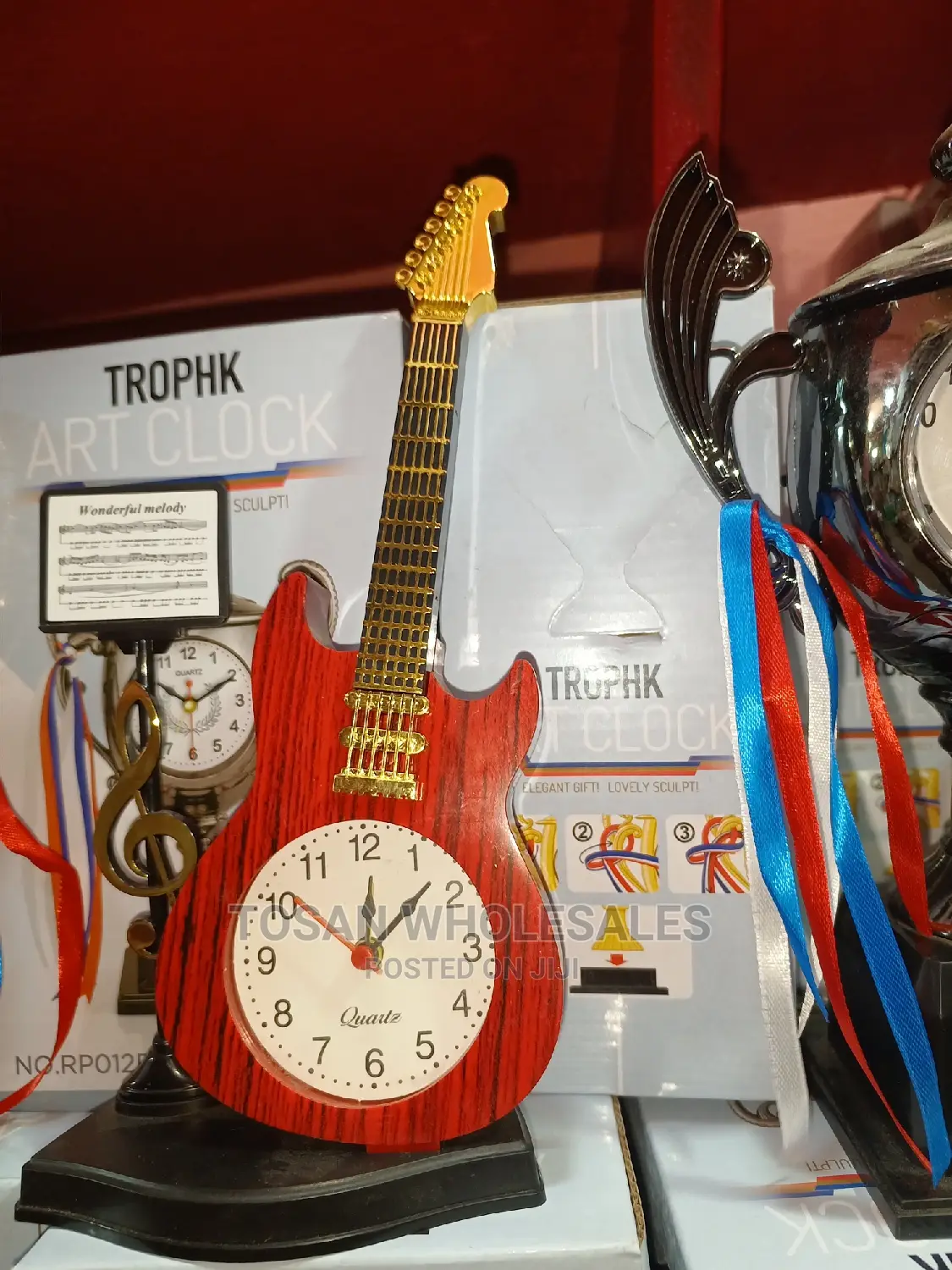 Vintage Unique Violin Ancient Desk Clock Alarm