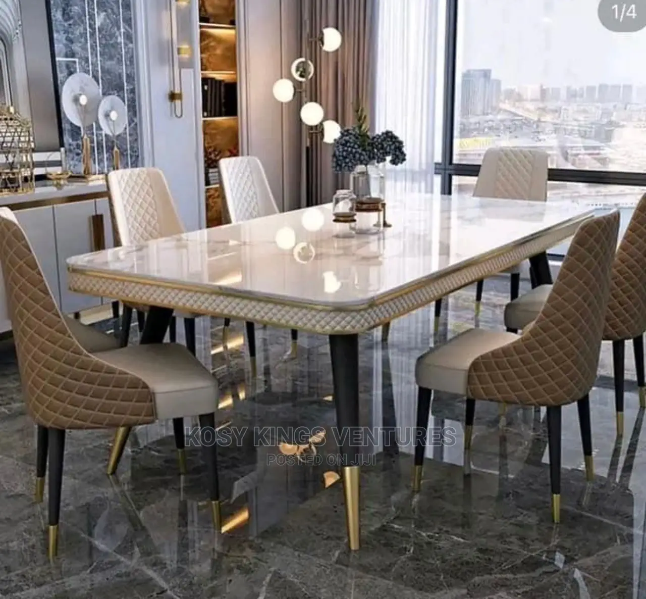 Royal Dinning Set With Six Leather Chairs
