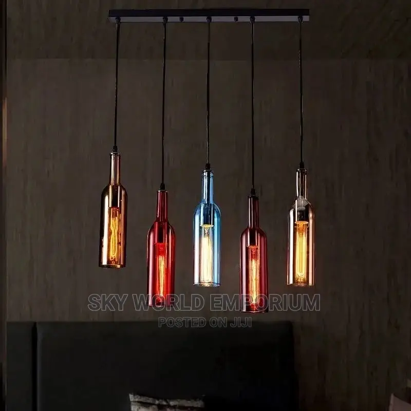Industrial Style Chandelier Wine Bottle Lamp