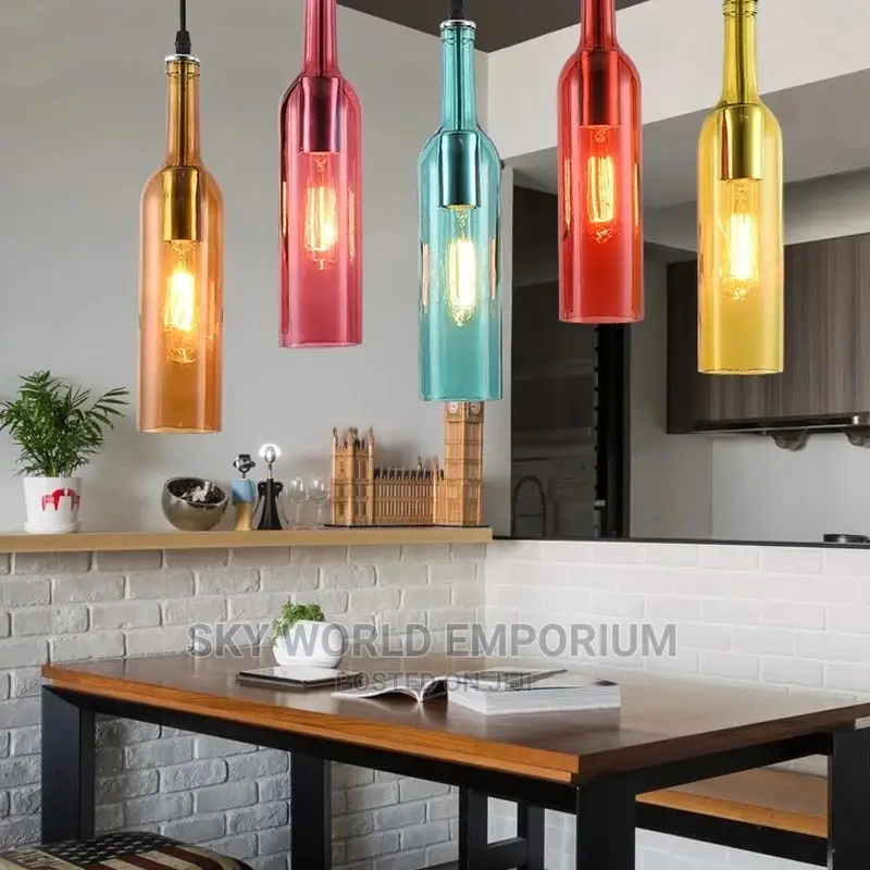 Industrial Style Chandelier Wine Bottle Lamp