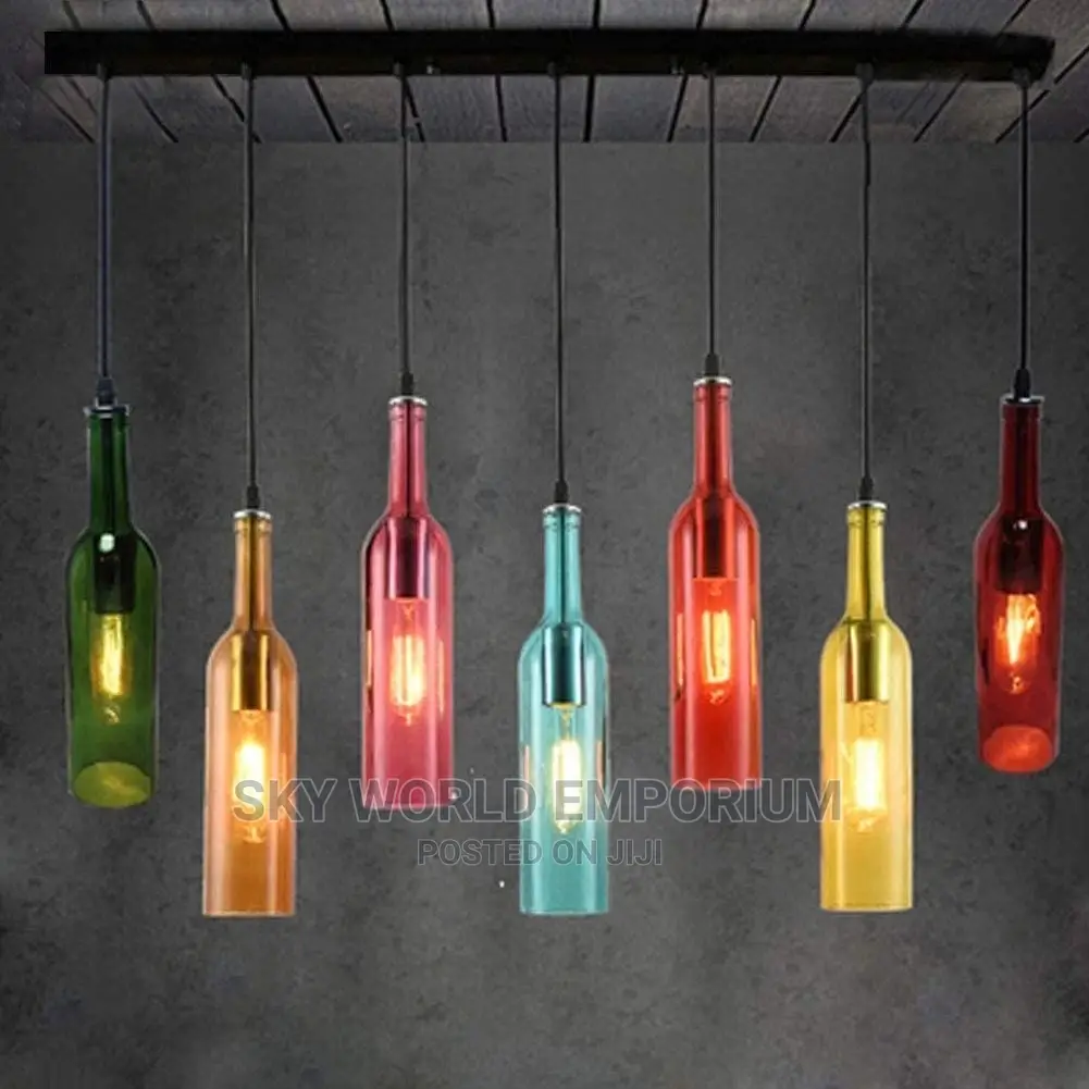 Industrial Style Chandelier Wine Bottle Lamp
