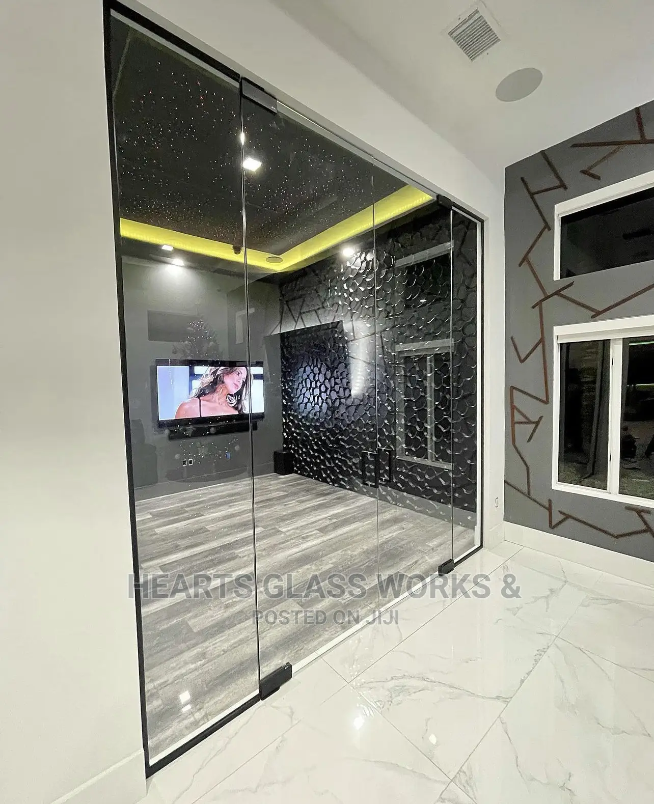 10mm Clear Tampered Glass Swing Double Door.