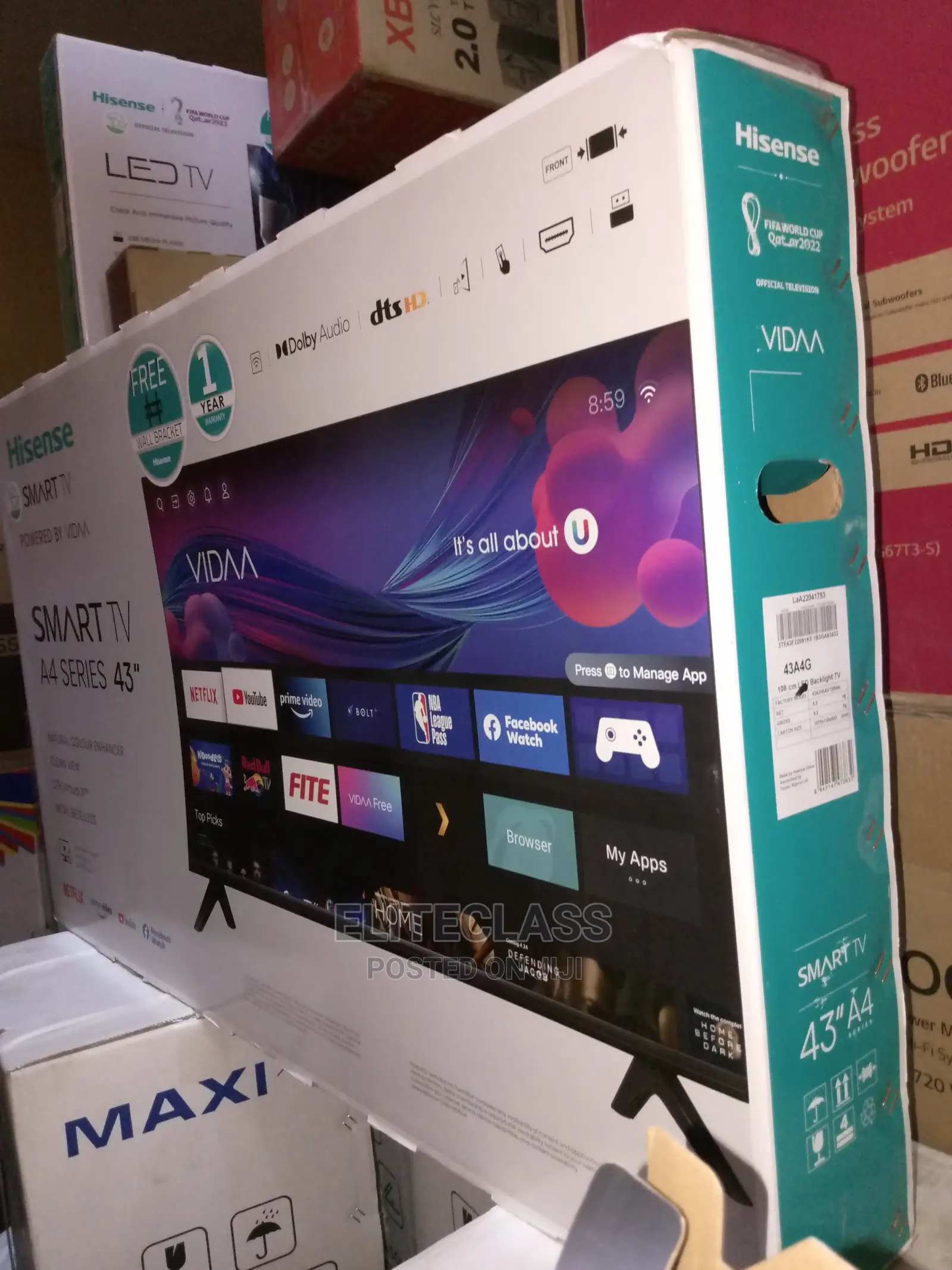 Hisense A4gbrand New 43 Inch Uhd LED Smart Tv- Black