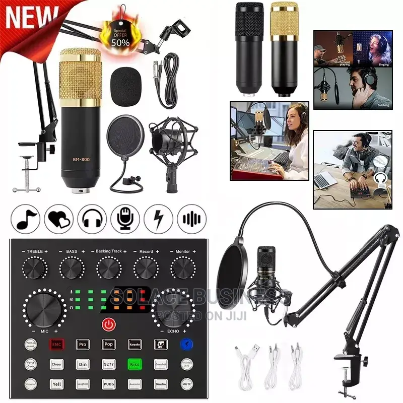 Bm800 Condenser Microphone for Podcast + V8s Sound Card