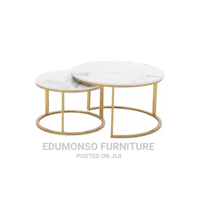Modern Metal Gold Legs Top Marble Coffee Table