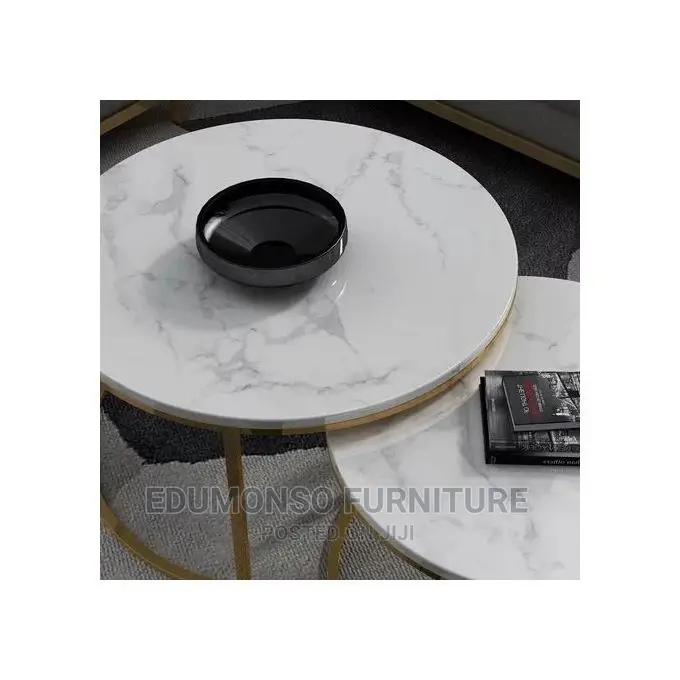 Modern Metal Gold Legs Top Marble Coffee Table