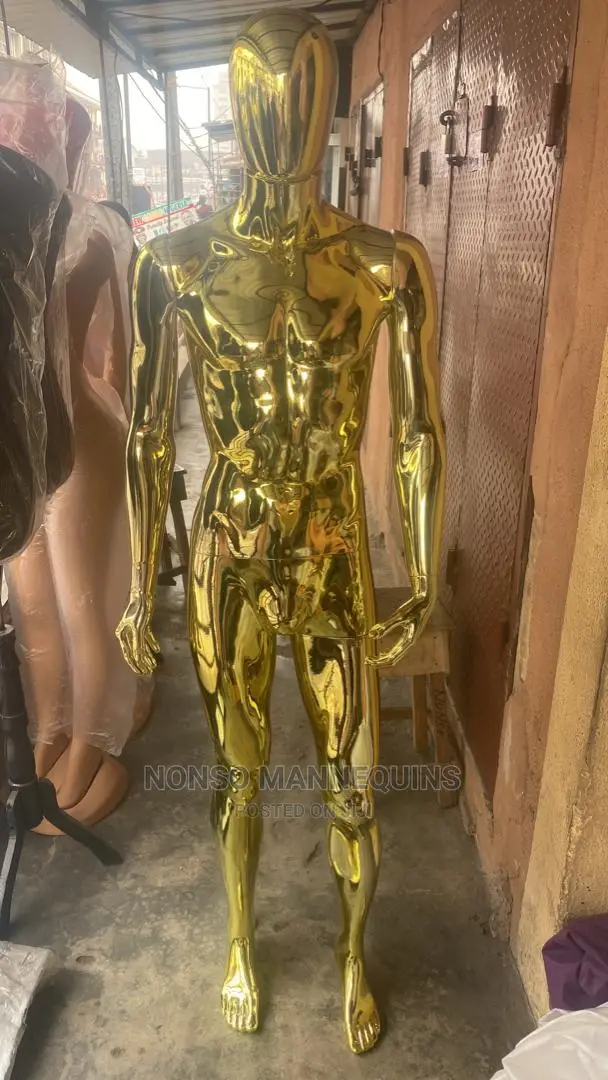 Male Gold Chrome Faceless Full Body Mannequin