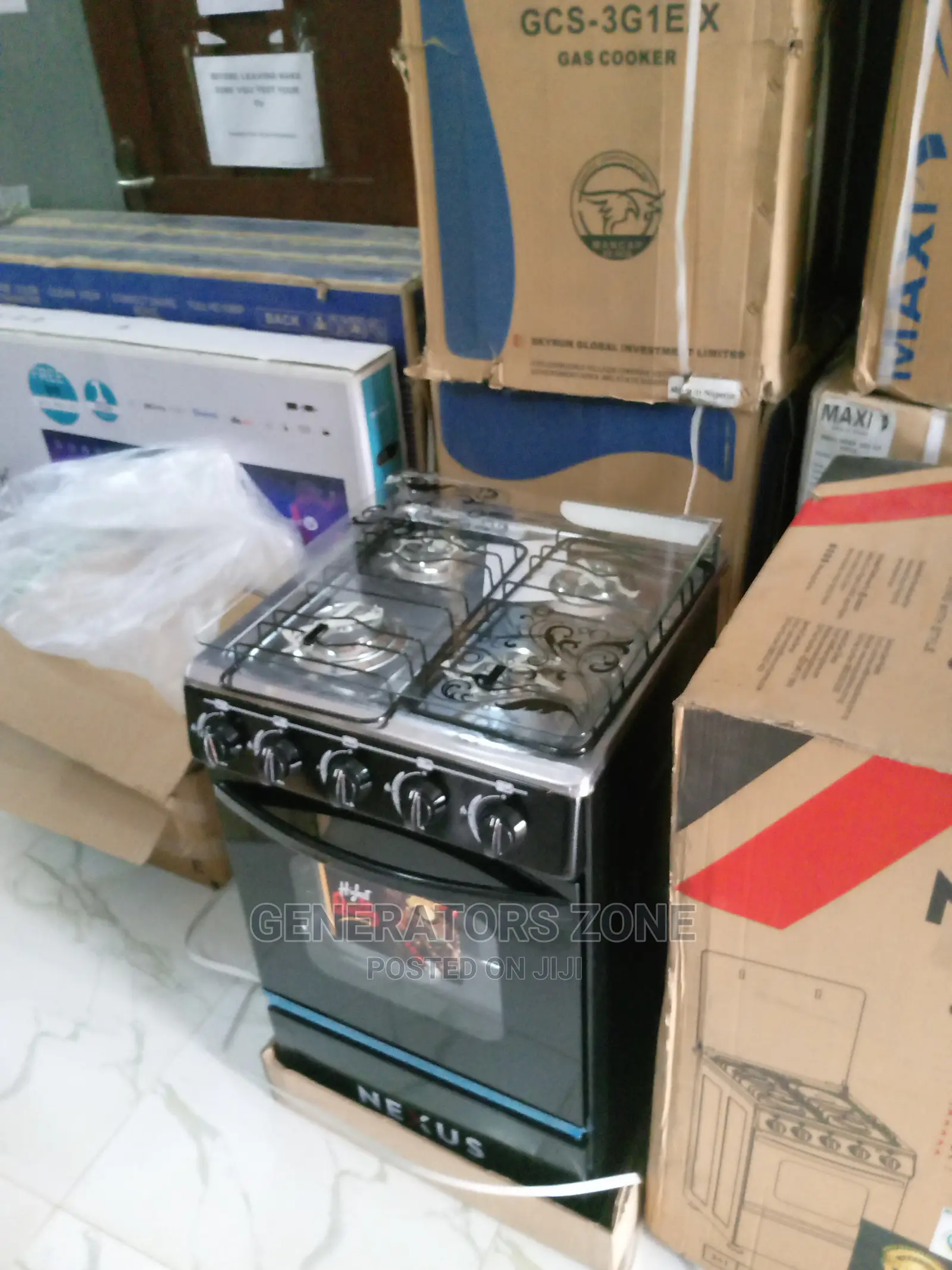 Nx-5055b Adjustable Leg Nexus Gas Cooker 4 Burner+Oven+Tray