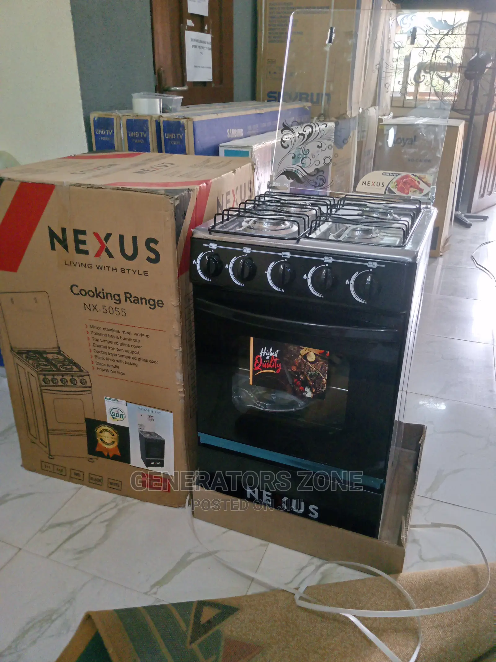 Nexus (4+0) 4 Burner Gas Cooker- Nx-5055b ( Easy Clean)