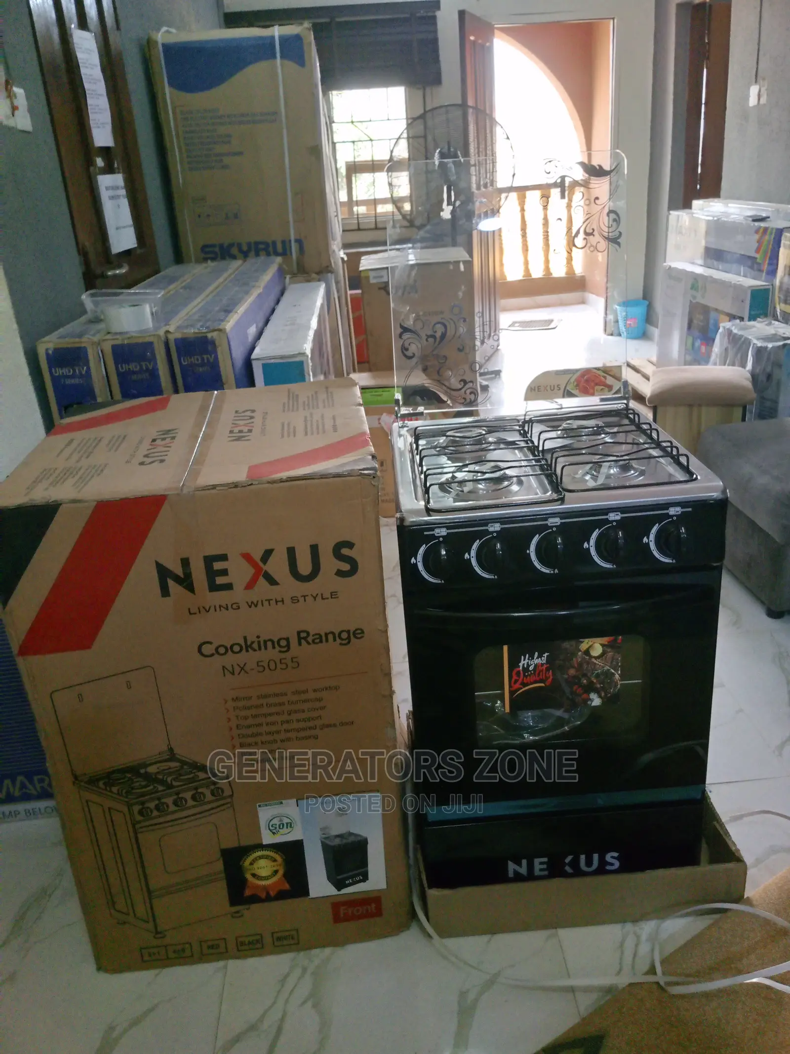 Nexus Gas Cooker-Multi-Cooker|4 Burner-Nx-5055b(Easy Clean)