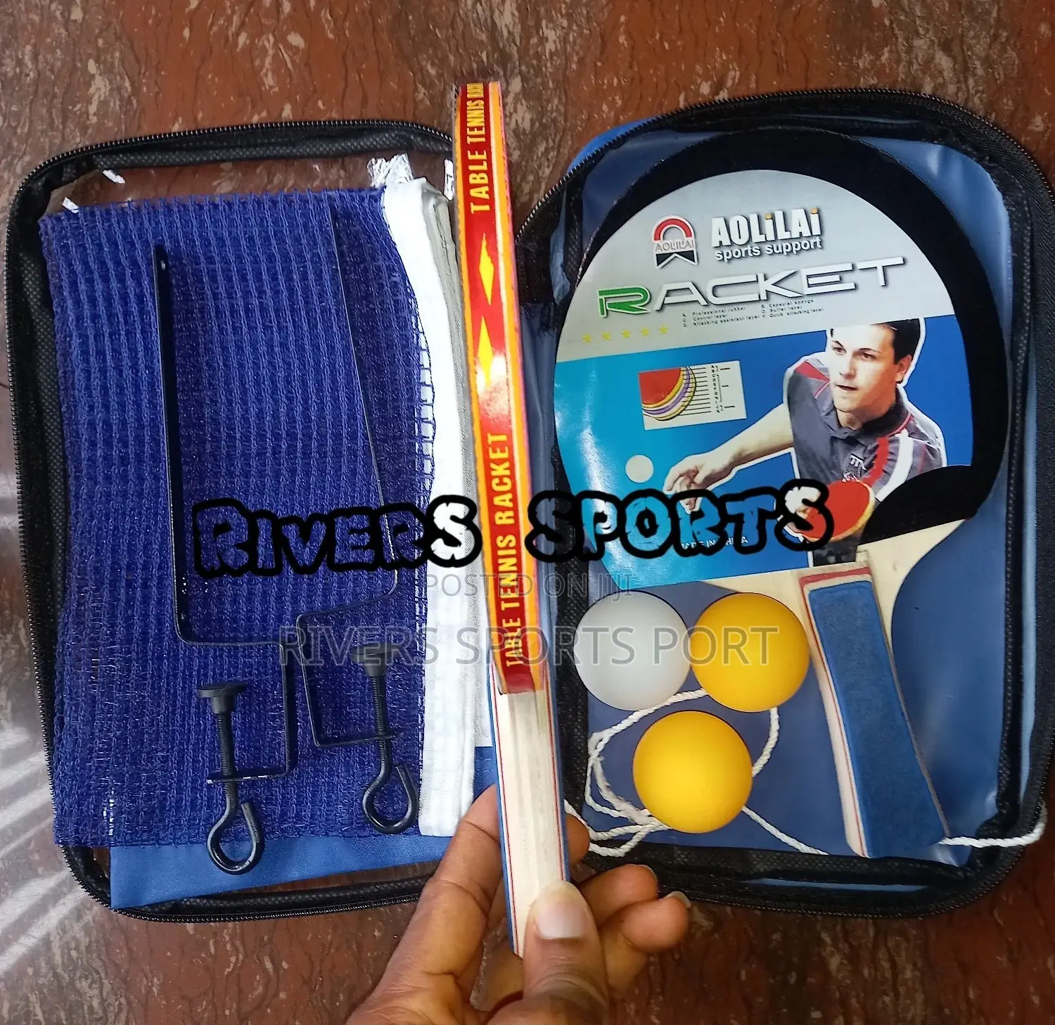 AOLILAI Quality Table Tennis Bat Set. 2bat, 3balls, Net Post