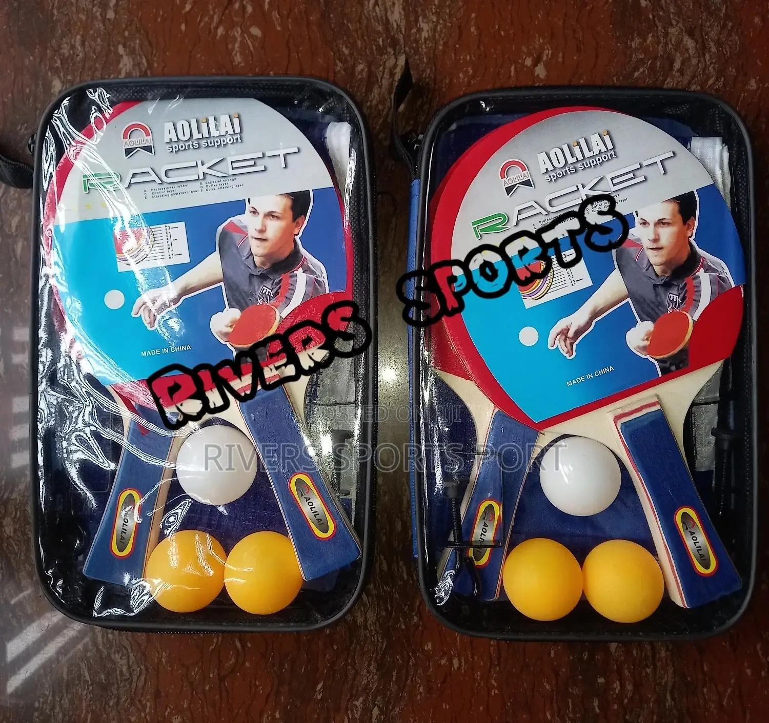 AOLILAI Quality Table Tennis Bat Set. 2bat, 3balls, Net Post