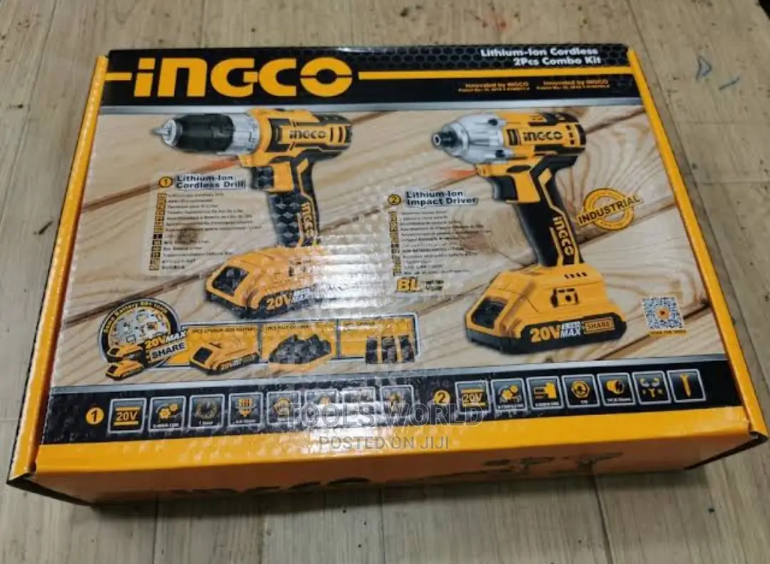 Lithium-Ion Cordless Drill and Impact Driver 2 PCS Combo Kit