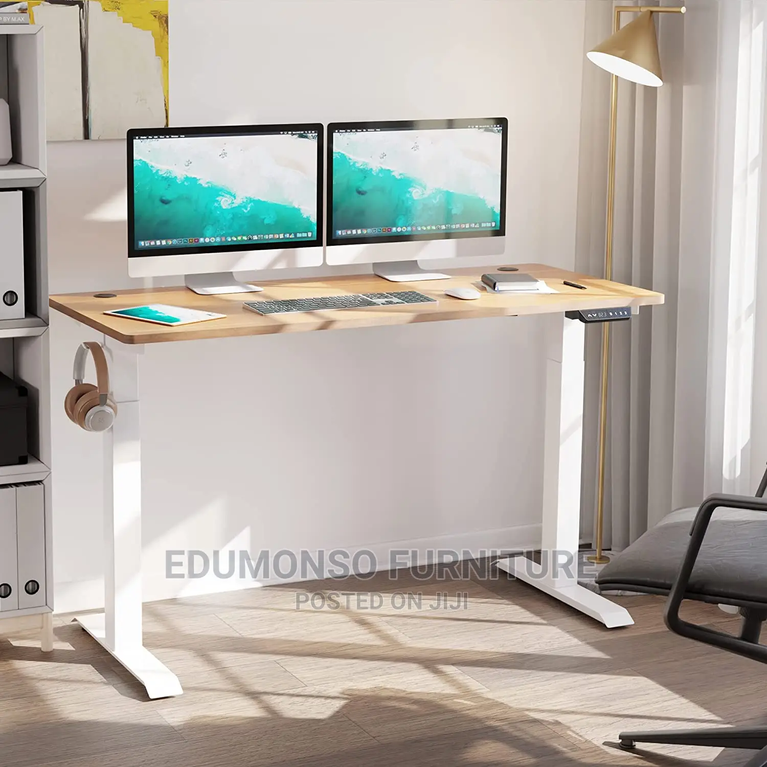 Electric Height Adjustable Standing Desk, 60 X 24 Inches