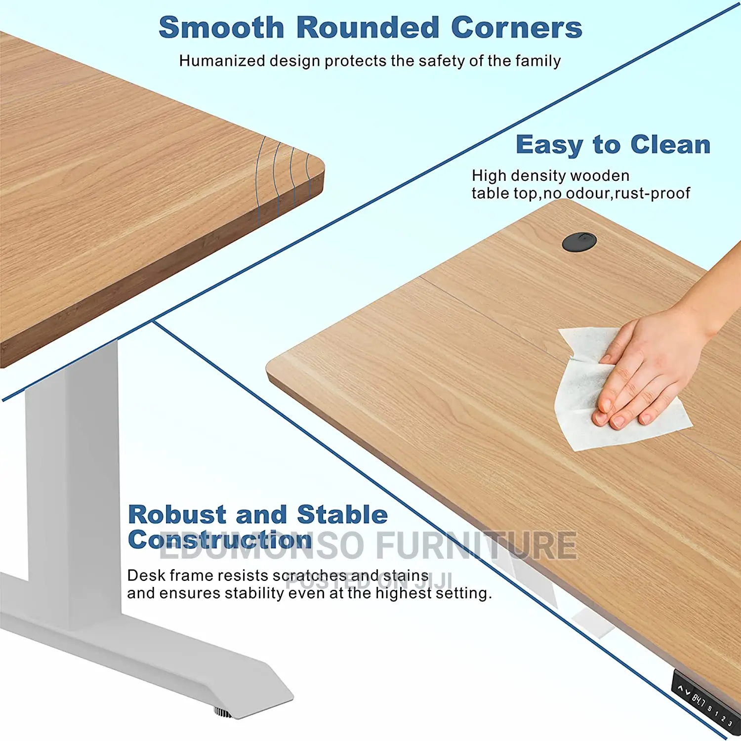 Electric Height Adjustable Standing Desk, 60 X 24 Inches