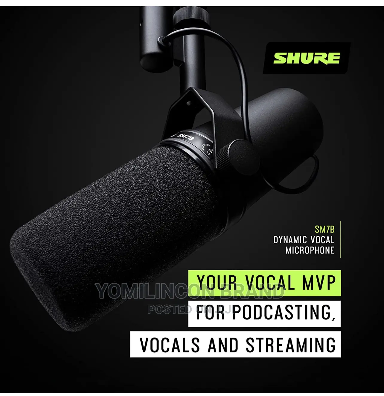 Shure SM7B Vocal Dynamic Microphone.