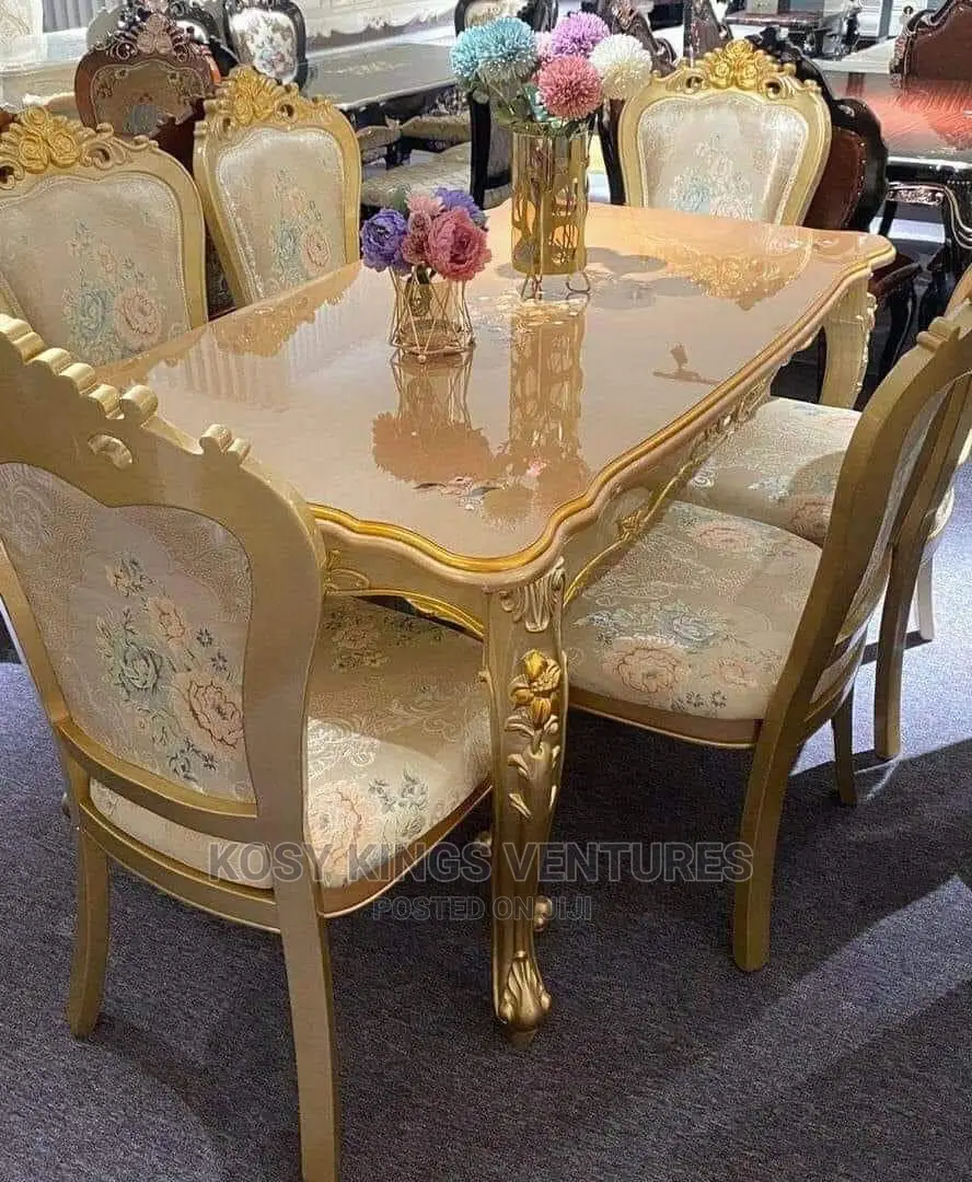 Royal Gold Dinning Set With Six Quality Chairs