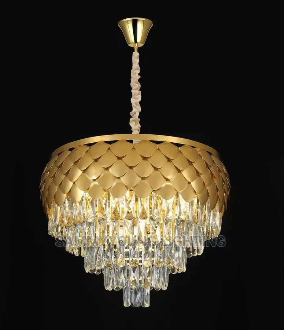Modern Ceiling Mounted Crystal Dropping Chandelier Light.