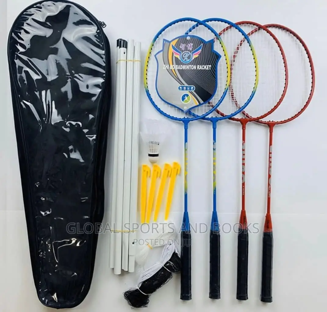 Badminton Set of 4 Racket, Bet,4stand and 2 Shuttlecock