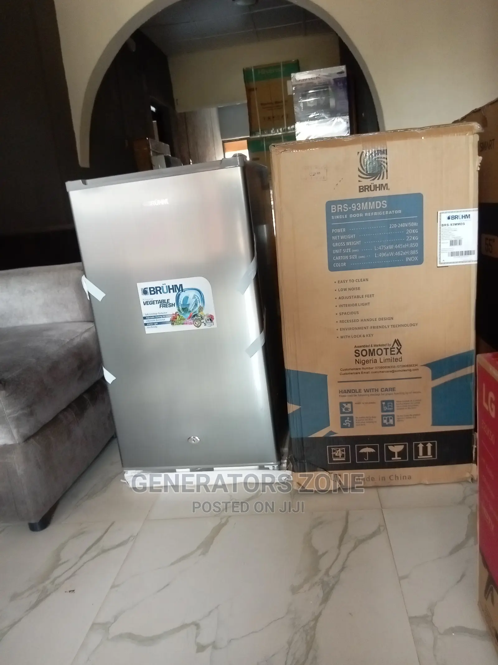 Bruhm 93 LTRS Table Top Fridge | BRS-93mmds-Silver +Key