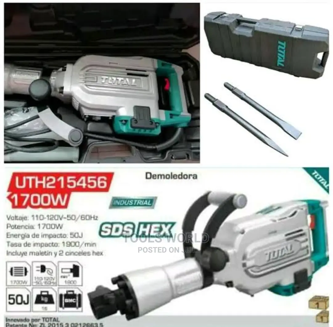 Total T Demolition Breaker / Hammer 1700W With 2 X Chisels A