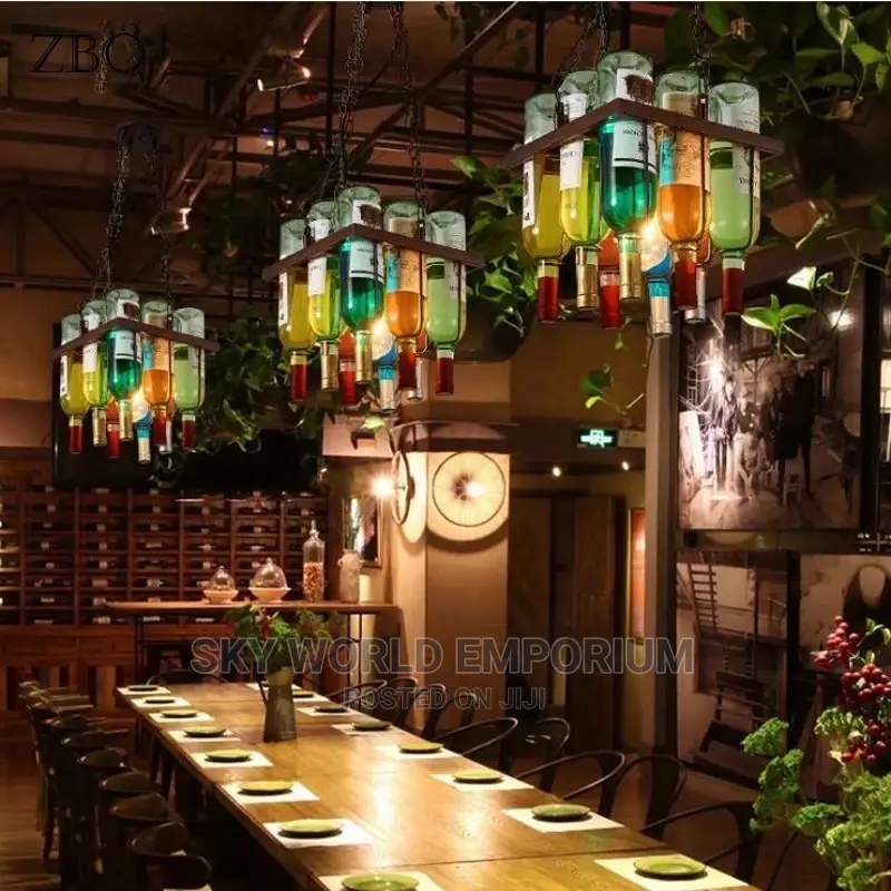 Glass Wine Bottles Restaurant Lighting Pendant