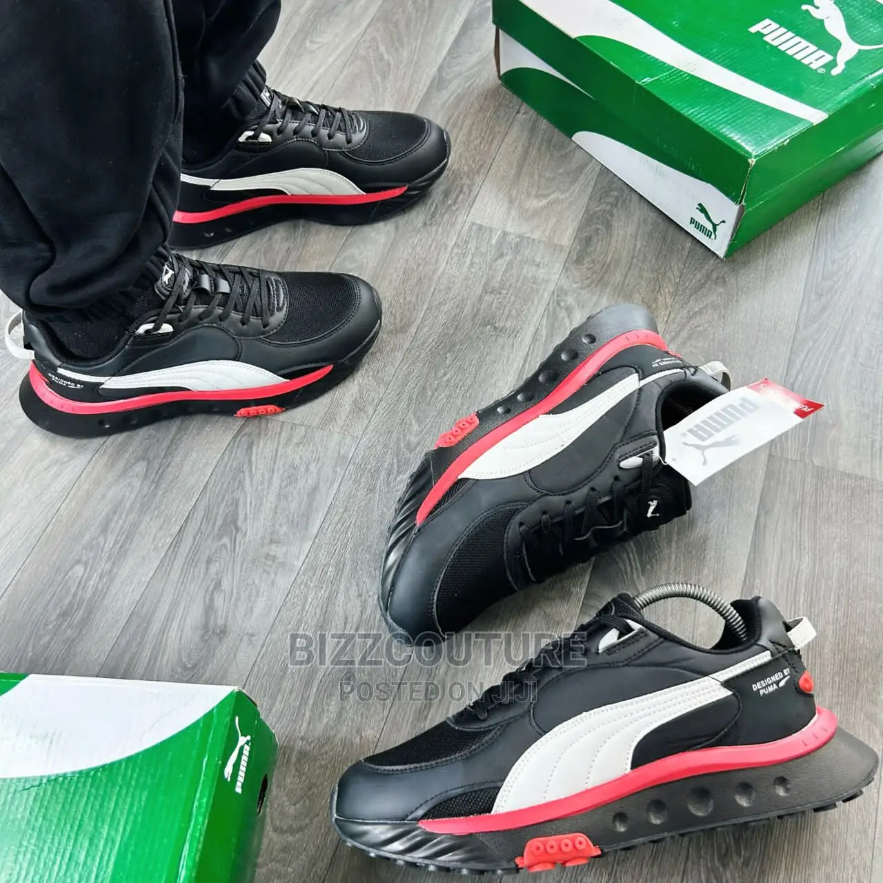 Original PUMA WILD RIDER Black/Poppy Red Available in Store