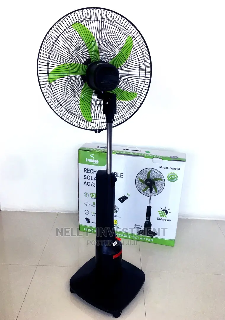 18" Solar Rechargeable Standing Fan