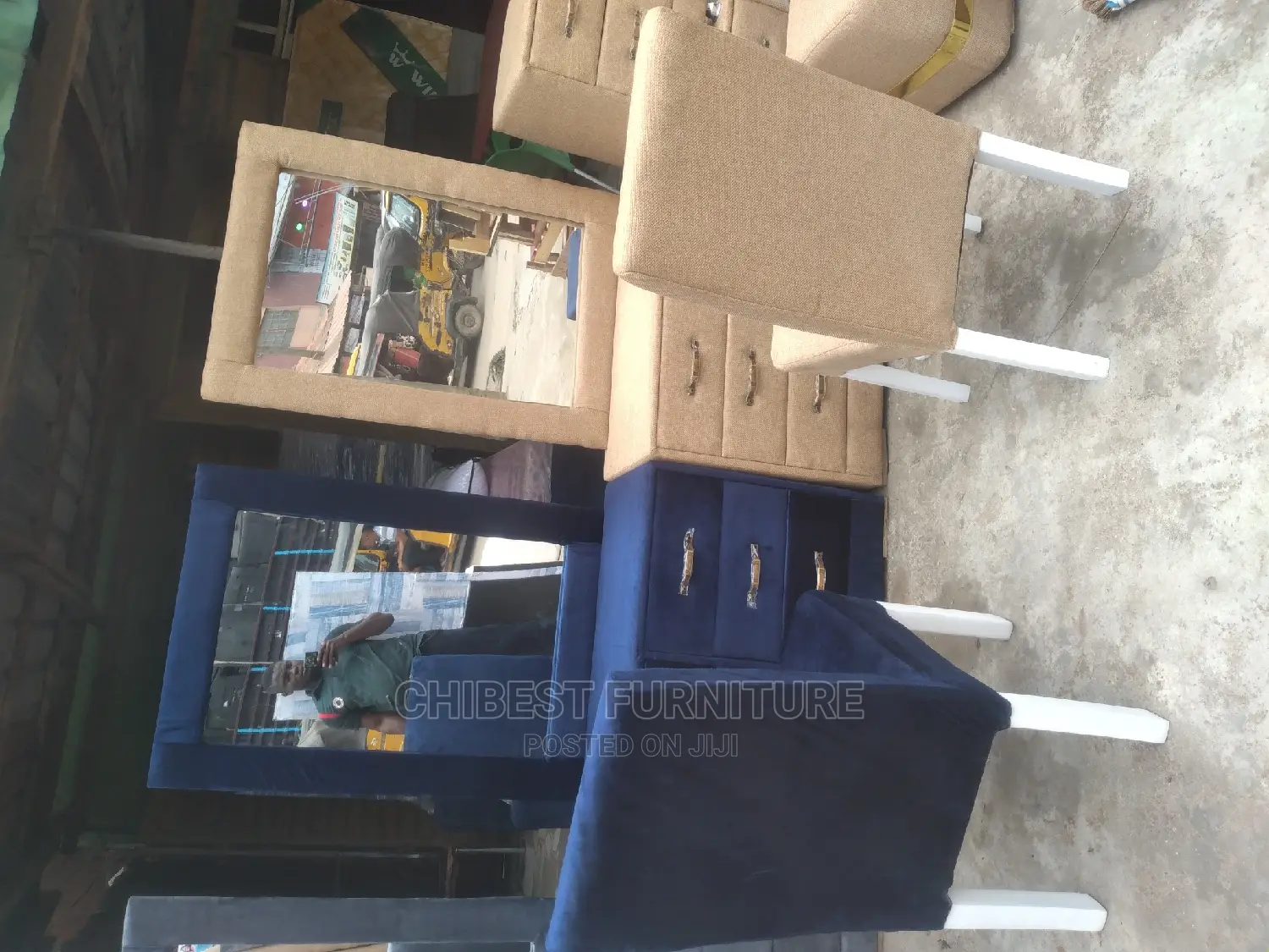 Quality Upholstery Dressing Mirror,And Chair Available.