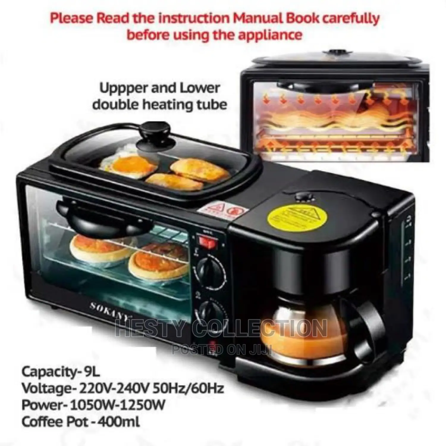 3 in 1 Breakfast Machine for Coffee Maker Toaster Grill