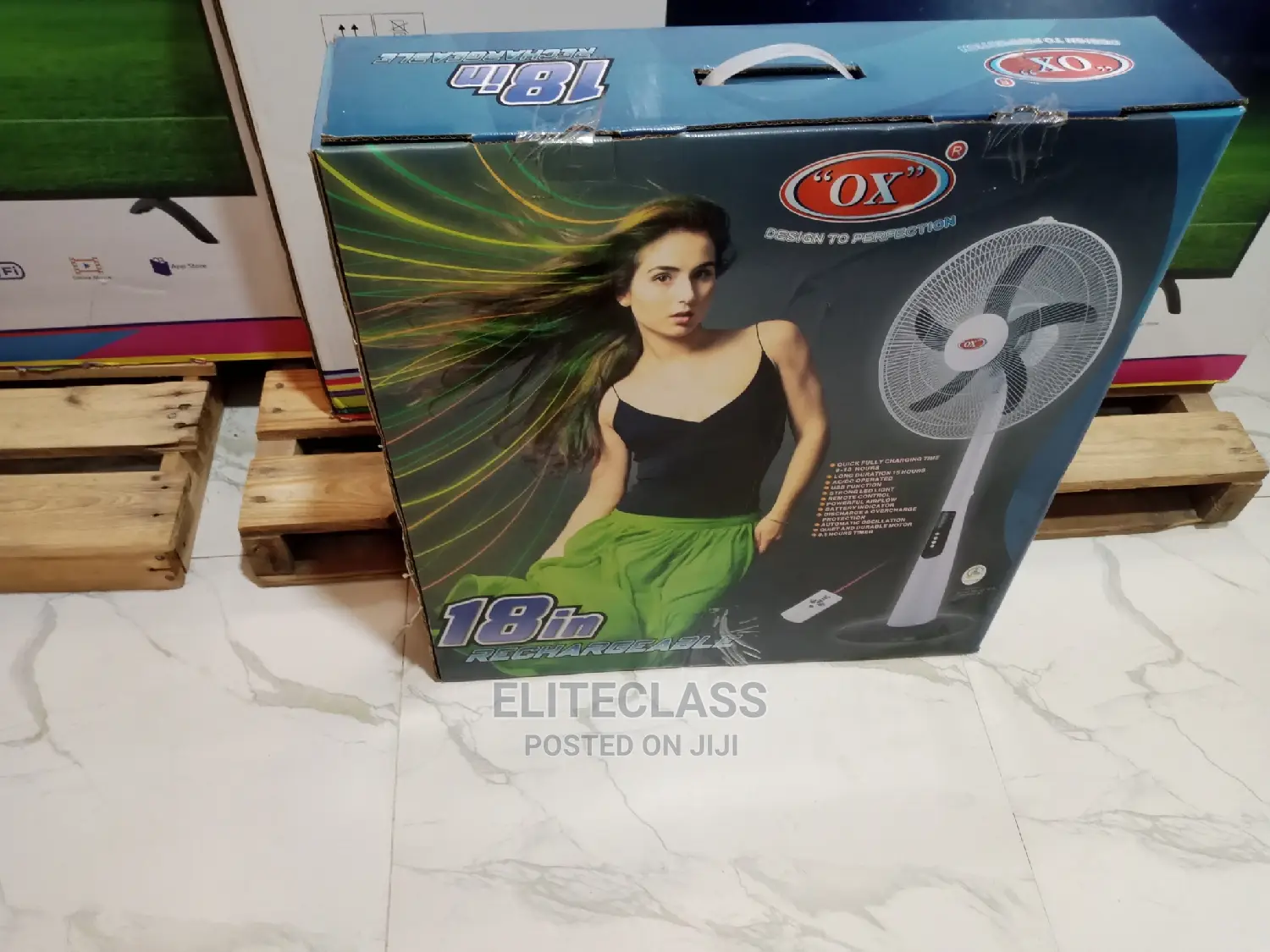 Quality Ox 18 Inches Rechargeable Fan