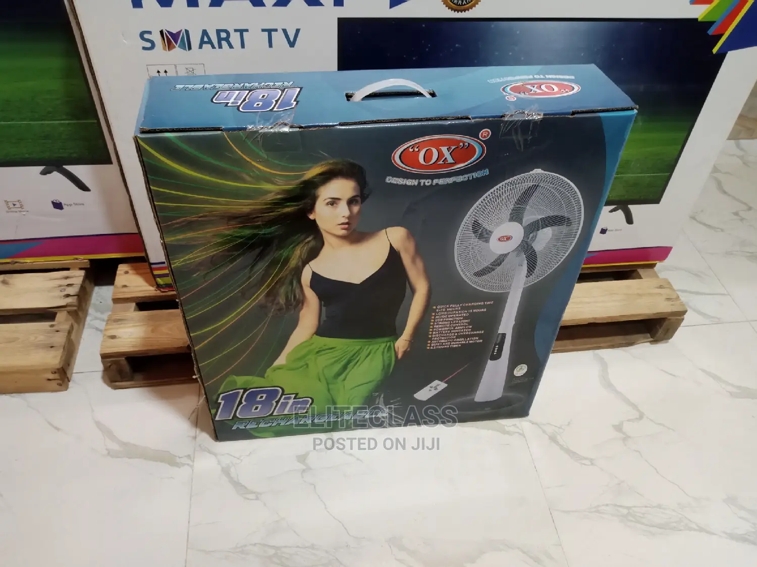 Ox 18 Inches Rechargeable Standing Fan With Remote Control