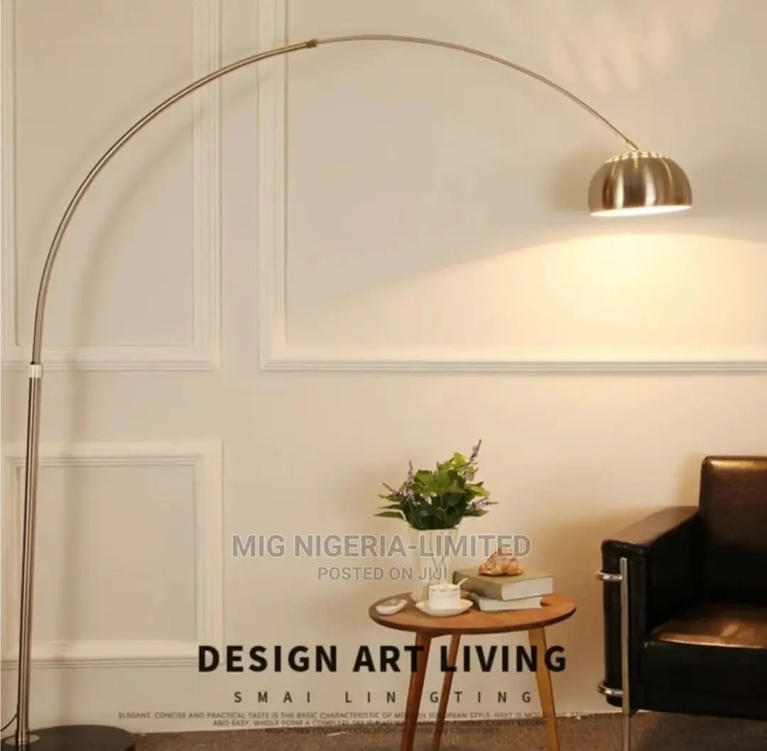 Large Big Curve Floor Lamp With Big Mable Stand Gold