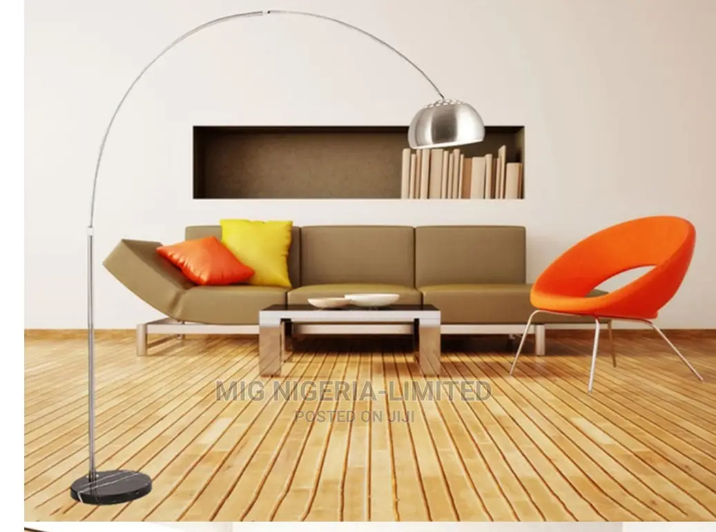 Large Big Curve Floor Lamp With Big Mable Stand Gold