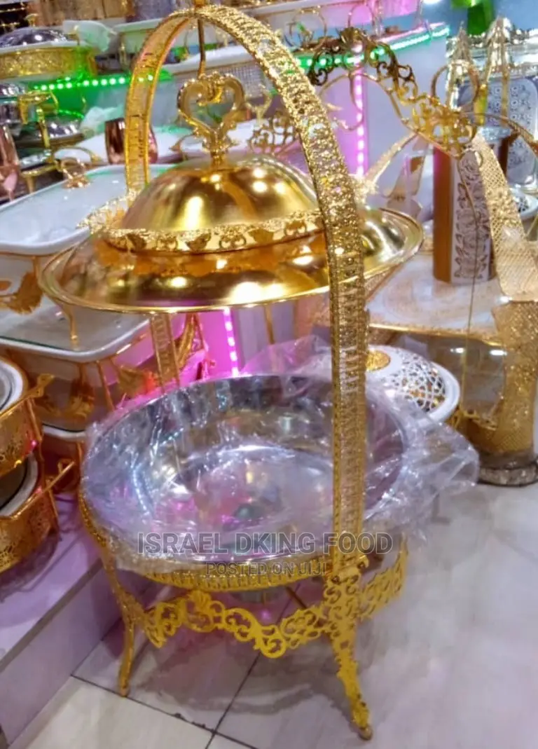 Golden Chaffing Dishes With Stand