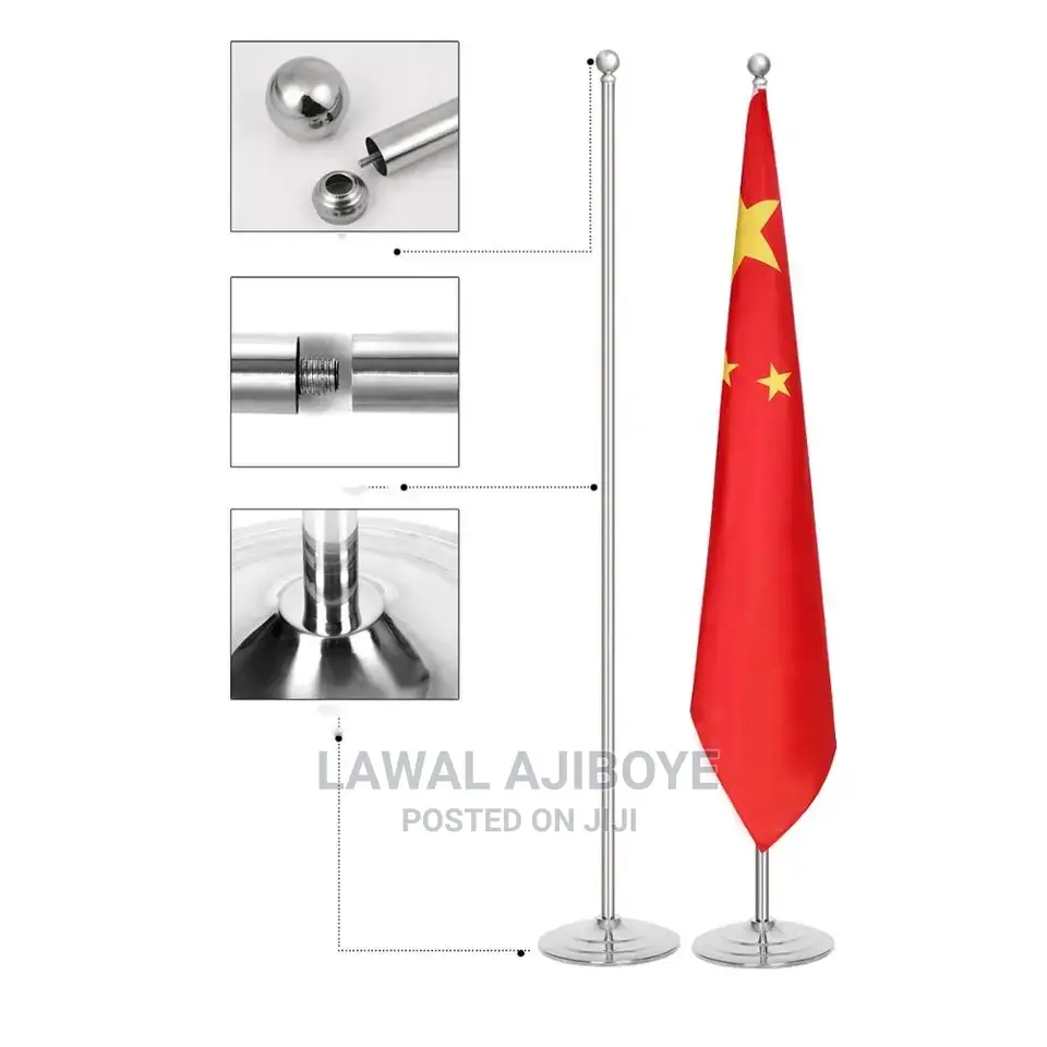 6.6ft Indoor Worldwide National Flag Pole With Standing Base
