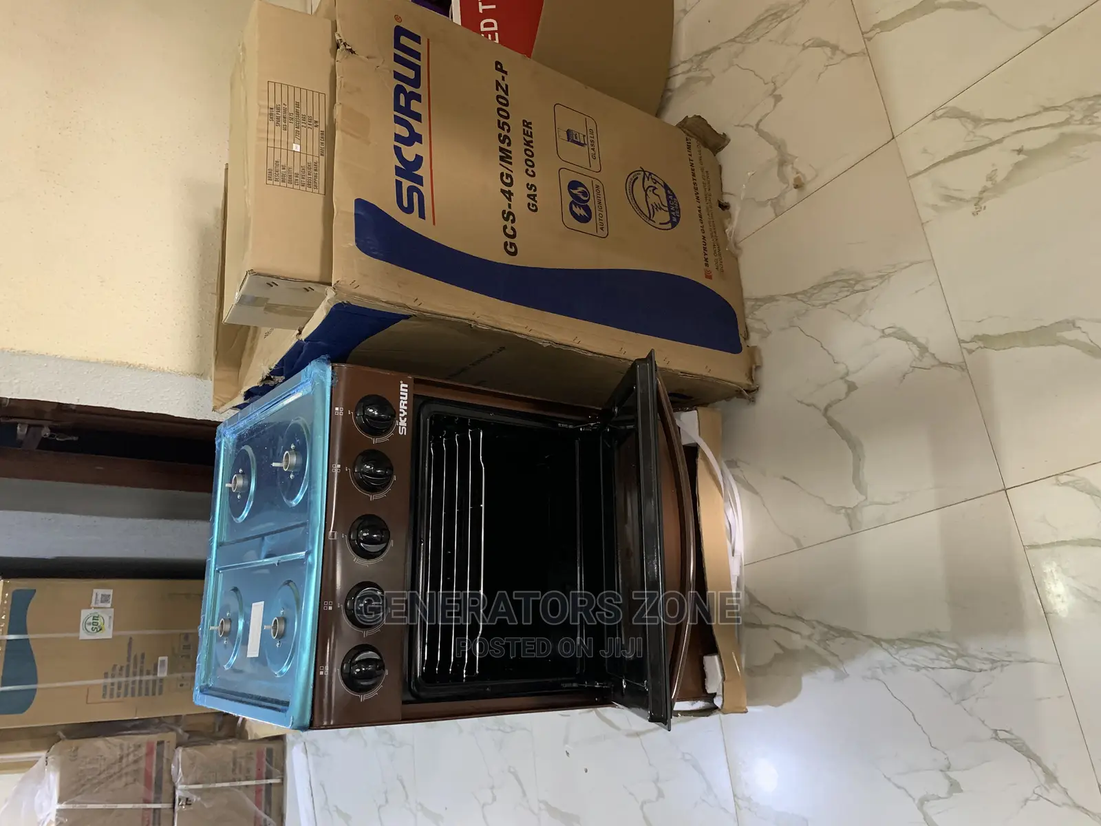 4-Burner-Skyrun Cooker(4+0) Gas Cooker+Grill+Oven+Glass Lid