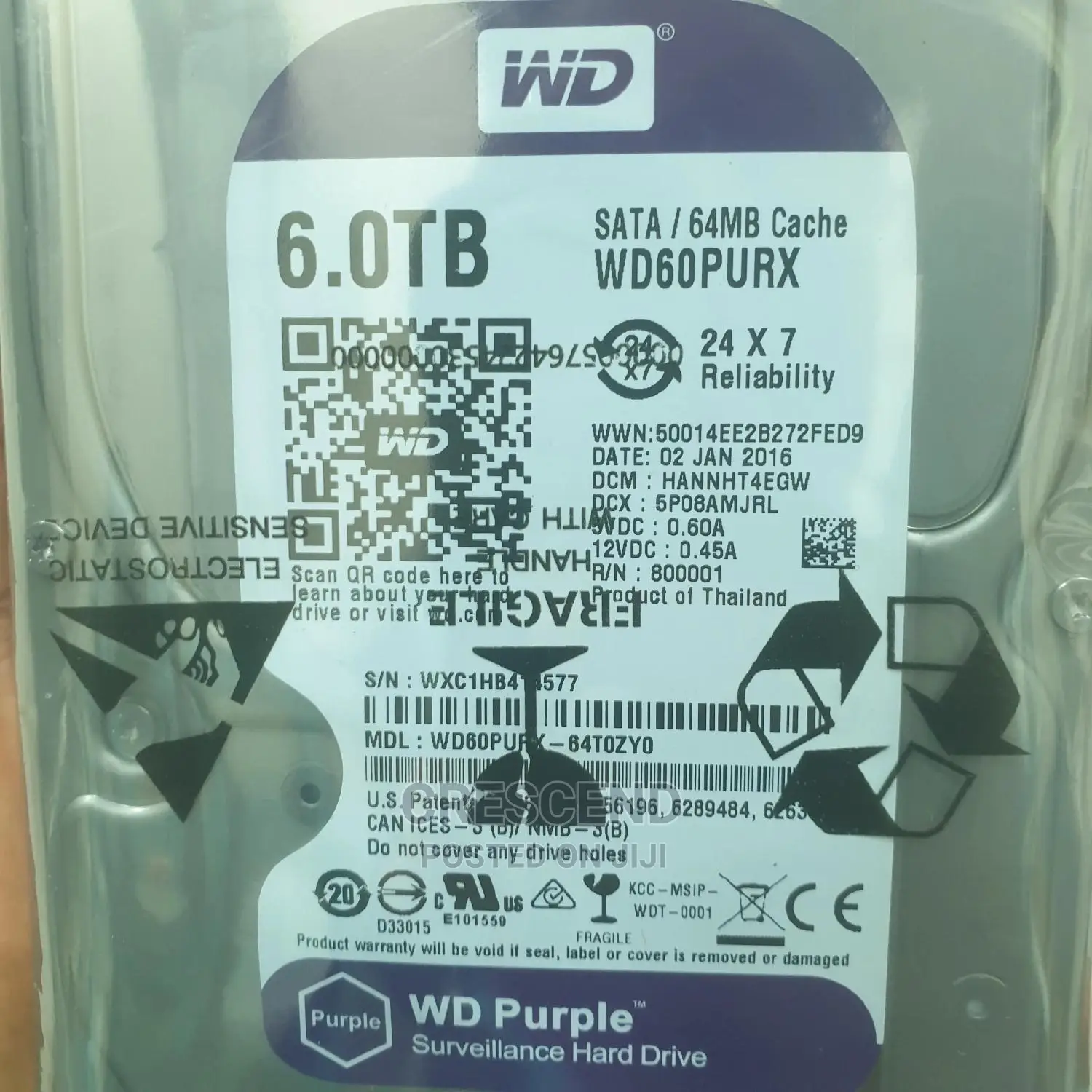 6tb. (Terabyte) Surveillance Hard Disk Drive.(Hdd)