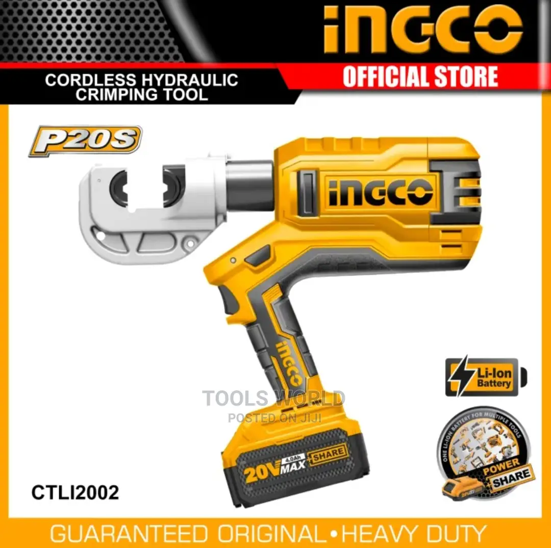 Ingco 20V Lithium-Ion Cordless Hydraulic Crimping Tool